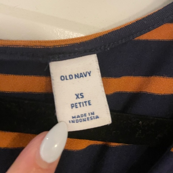 Old Navy Striped Navy and Orange Jumpsuit with tie, XS Petite - Picture 6 of 7